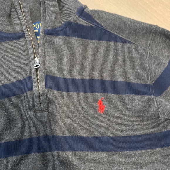Ralph Lauren Gray and Navy Striped Pullover Boys Sweater - Picture 2 of 3